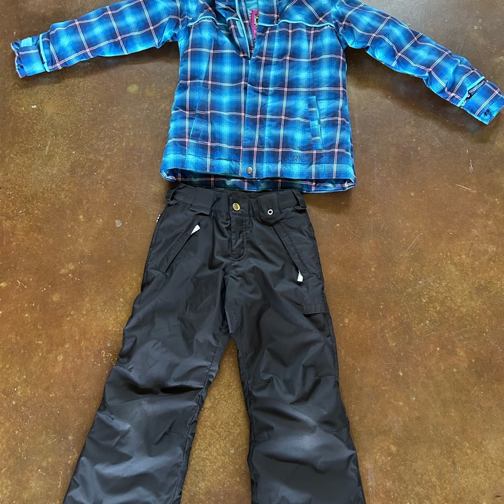 Blue Plaid Shirt and Black Pants Set